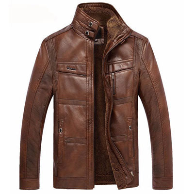 Mountainskin Faux Leather Male Jacket (Dark/Light Coffee Color)