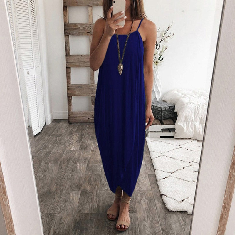 Airy Asymmetrical Sleeveless Maxi Dress