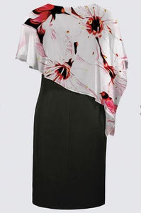 Estampados florales: Flores de cerezo pictóricas 01-02 Vestido tipo capa de la diseñadora Joni 