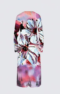 Estampados florales: Flores de cerezo pictóricas 01-01 Vestido largo de la diseñadora Daniela 