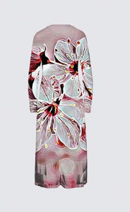 Estampados florales: Flores de cerezo pictóricas 01-03 Vestido largo de la diseñadora Daniela 