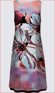 Estampados florales: Flores de cerezo pictóricas 01-01 Vestido Kate de la diseñadora