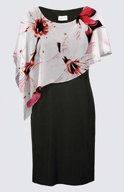 Estampados florales: Flores de cerezo pictóricas 01-02 Vestido tipo capa de la diseñadora Joni 