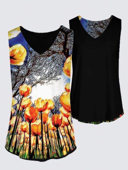 Floral Embosses: Tulip Daydream 01 Designer Kaplan Reversible Tank Top