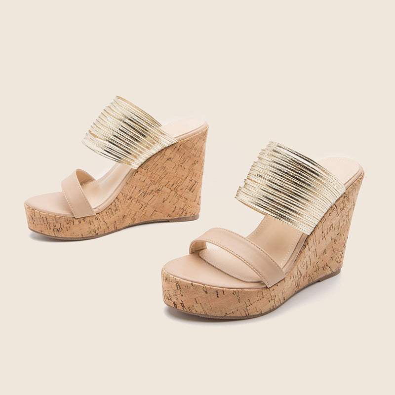 Round Toe Platform Slope Sandals