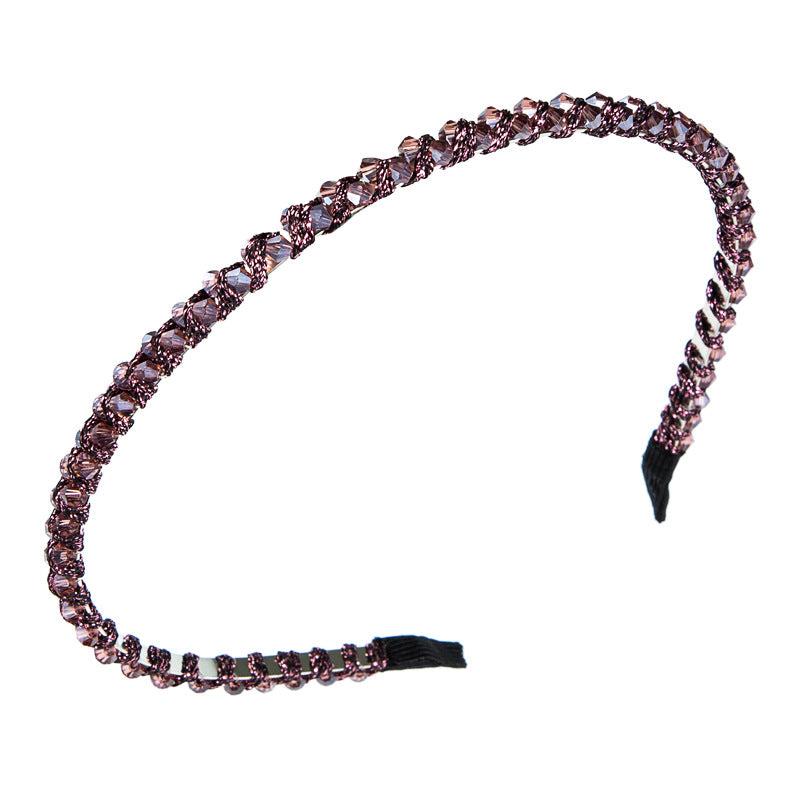 Winding String Crystal Thin Edge Embellished Headband