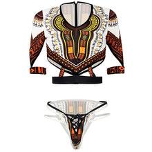 Load image into Gallery viewer, Dashiki Short Sleeve Thong Swimsuit