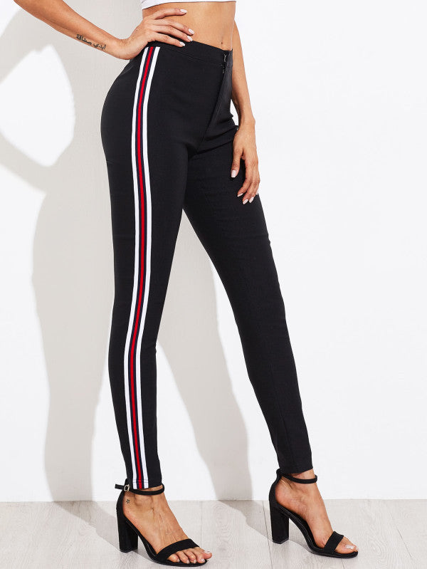 Contrast Tape Skinny Pants