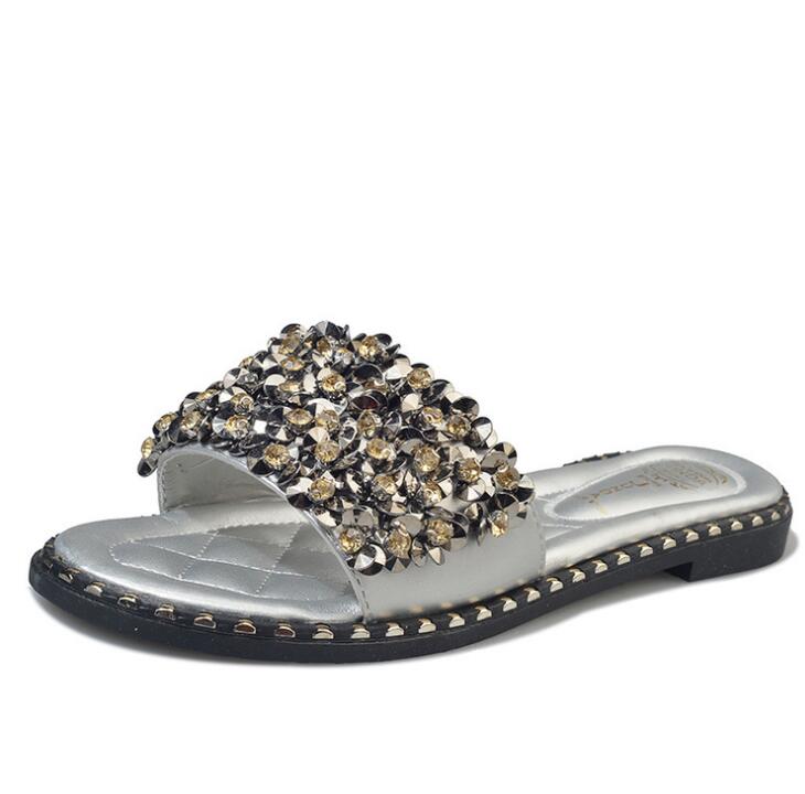 Crystal Rivets Lady Slide Sandals