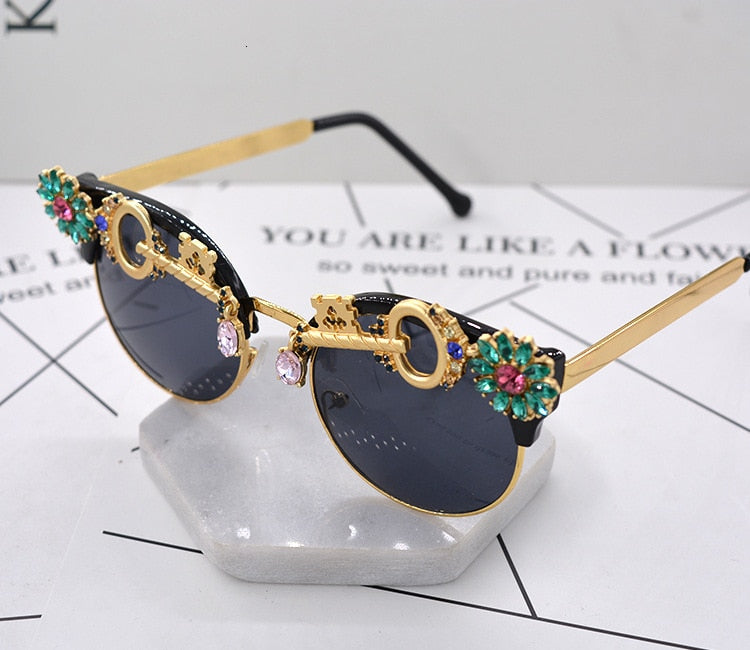 Crystal Rhinestone Baroque Lady Sun Glasses