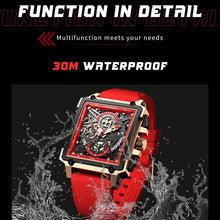 Load image into Gallery viewer, LIGE 42mm Square Chronograph Quartz 30m Waterproof Sports Watch with Silicone Band (5 colors)