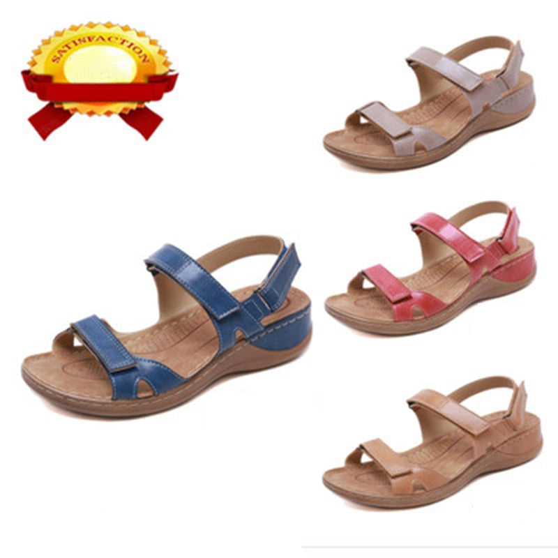 Soft Three Color Stitching Open Toe Flat Sandals