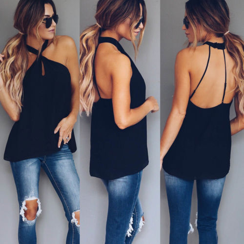 Sleeveless Casual Halter Vest Top