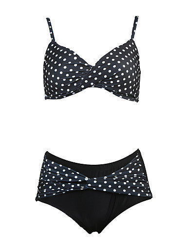 Polka Dot Split Plus Size Swimsuit