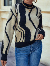 Cargar imagen en el visor de la galería, Suéter tipo jersey con estampado de patchwork y cuello redondo