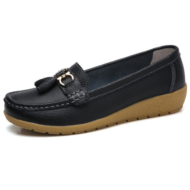 Genuine Leather Lady Loafers