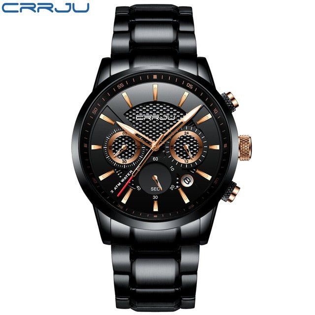 CRRJU Quartz 30m Waterproof Stainless Steel Chronograph Male Sports Watch (9 colors)