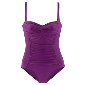 One Piece Solid Ruched Swimsuit