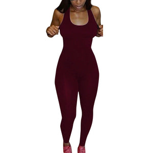 Sleeveless Solid Bodycon Jumpsuit