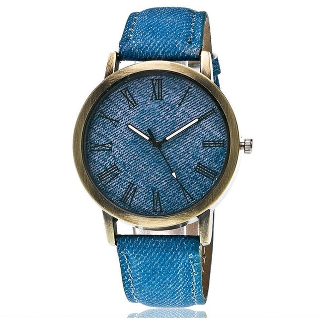 Roman Scale Unisex Analog Quartz Denim Band Watch