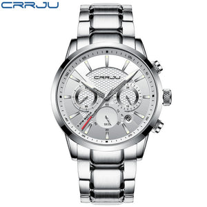 CRRJU Quartz 30m Waterproof Stainless Steel Chronograph Male Sports Watch (9 colors)