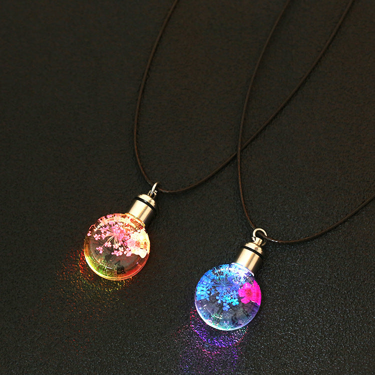 Flower LED Star Light Emitting Pendant Necklace