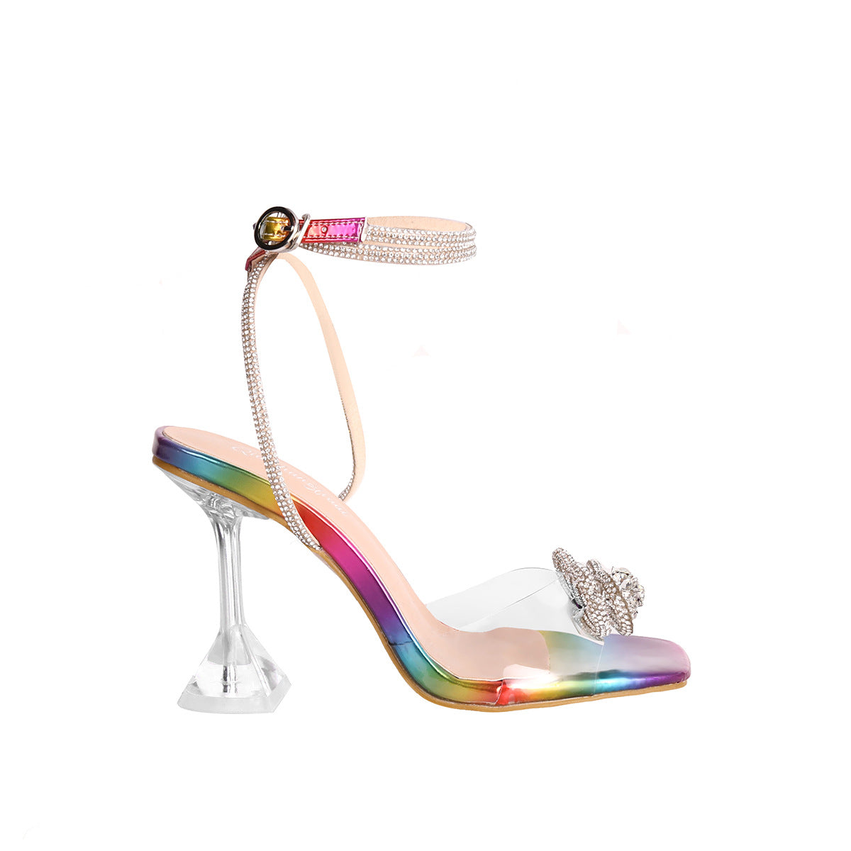 Bow Decor Rhinestone High Heel Sandals