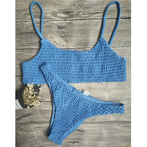 Pleated Triangle Bikini Set (8 colors)