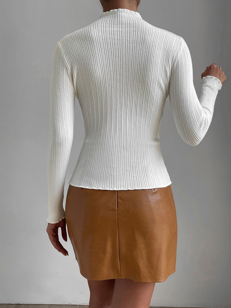 Temperament With Thin Knitting Base Mock Neck Sweater