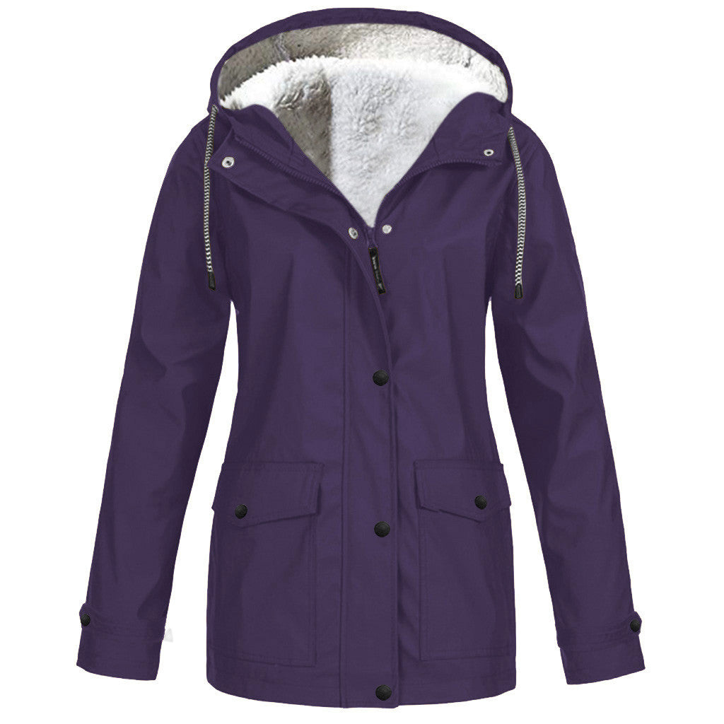 Ladies Plush Lined Rain Jacket (12 colors)