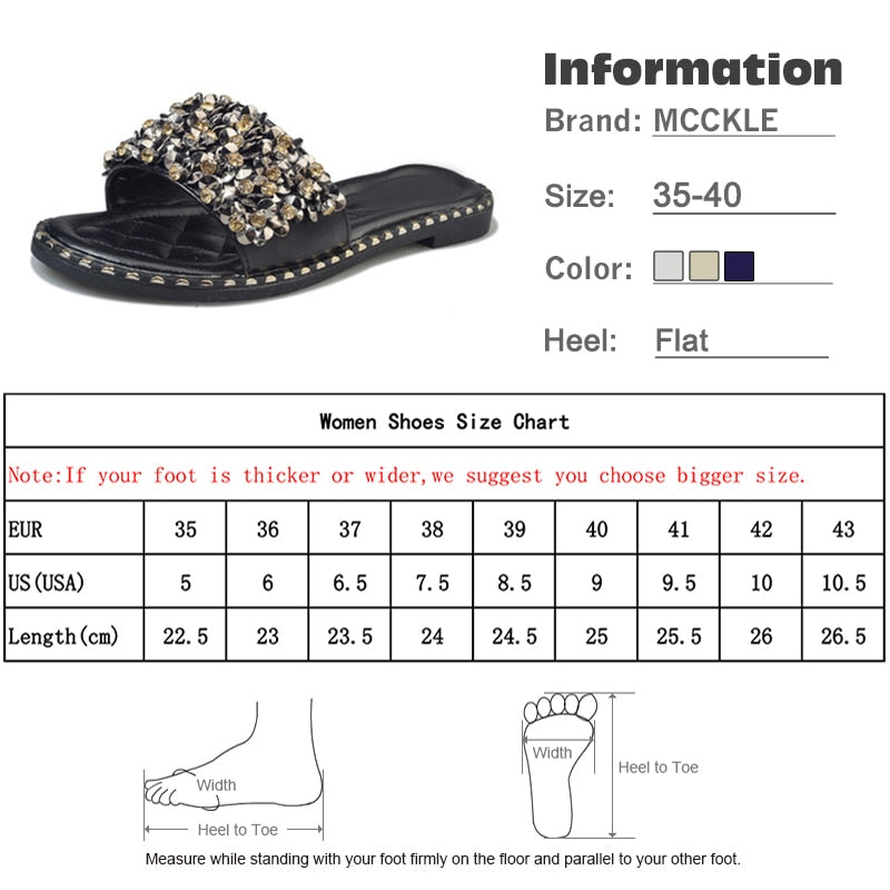 Crystal Rivets Lady Slide Sandals