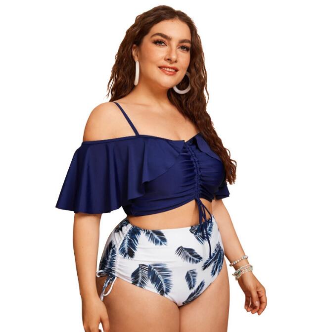 Ruffled Split Plus Size Swimsuit