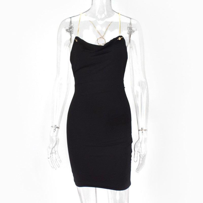 Backless Bodycon Dress with Spaghetti Straps