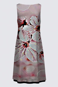 Estampados florales: Flores de cerezo pictóricas 01-03 Vestido Kate de la diseñadora