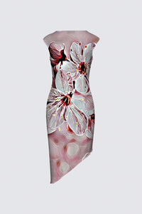 Estampados florales: Flores de cerezo pictóricas 01-03 Vestido de la diseñadora Felicia 
