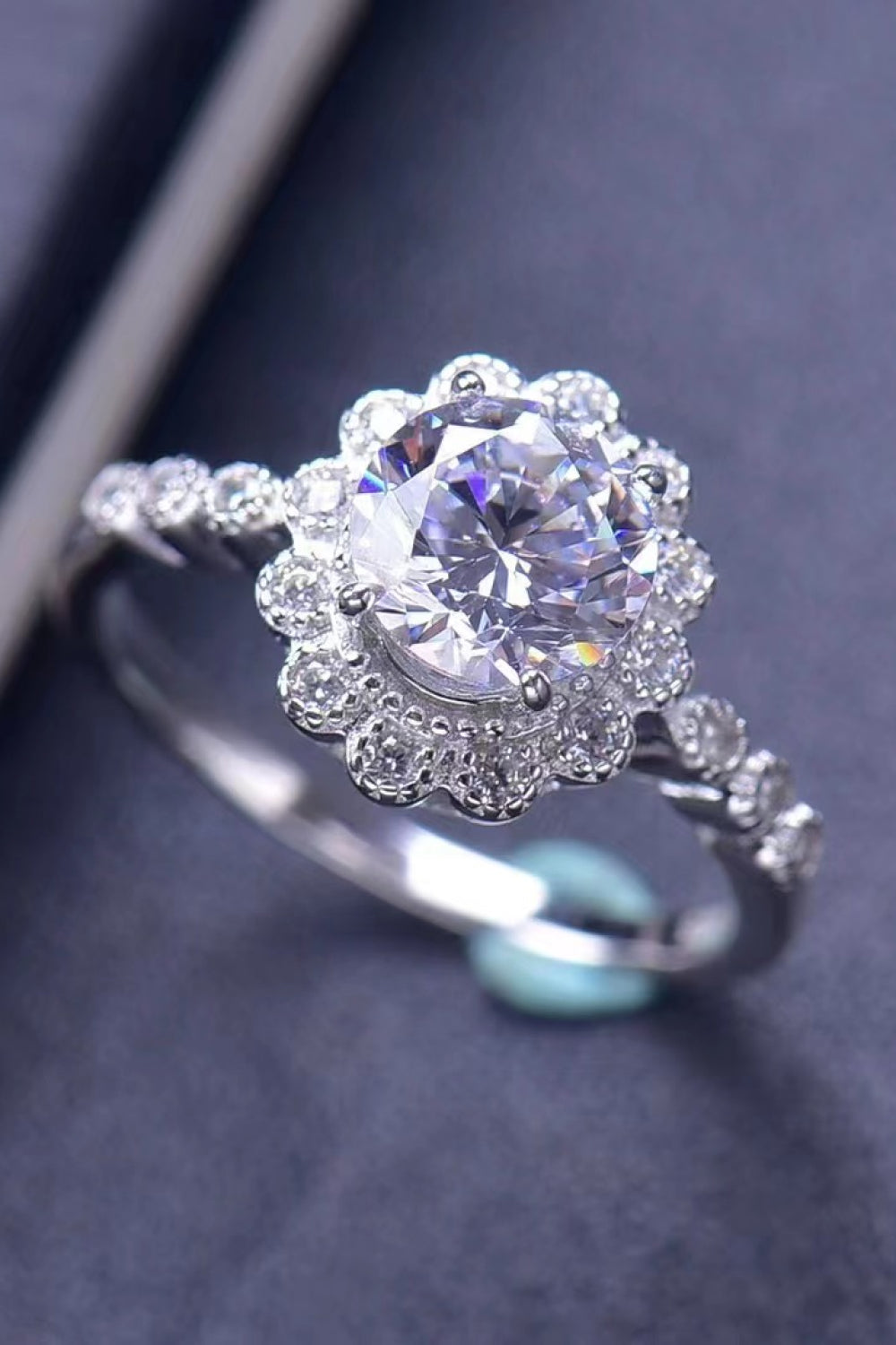 Flower Shaped 1.5 Carat Moissanite Cluster Ring