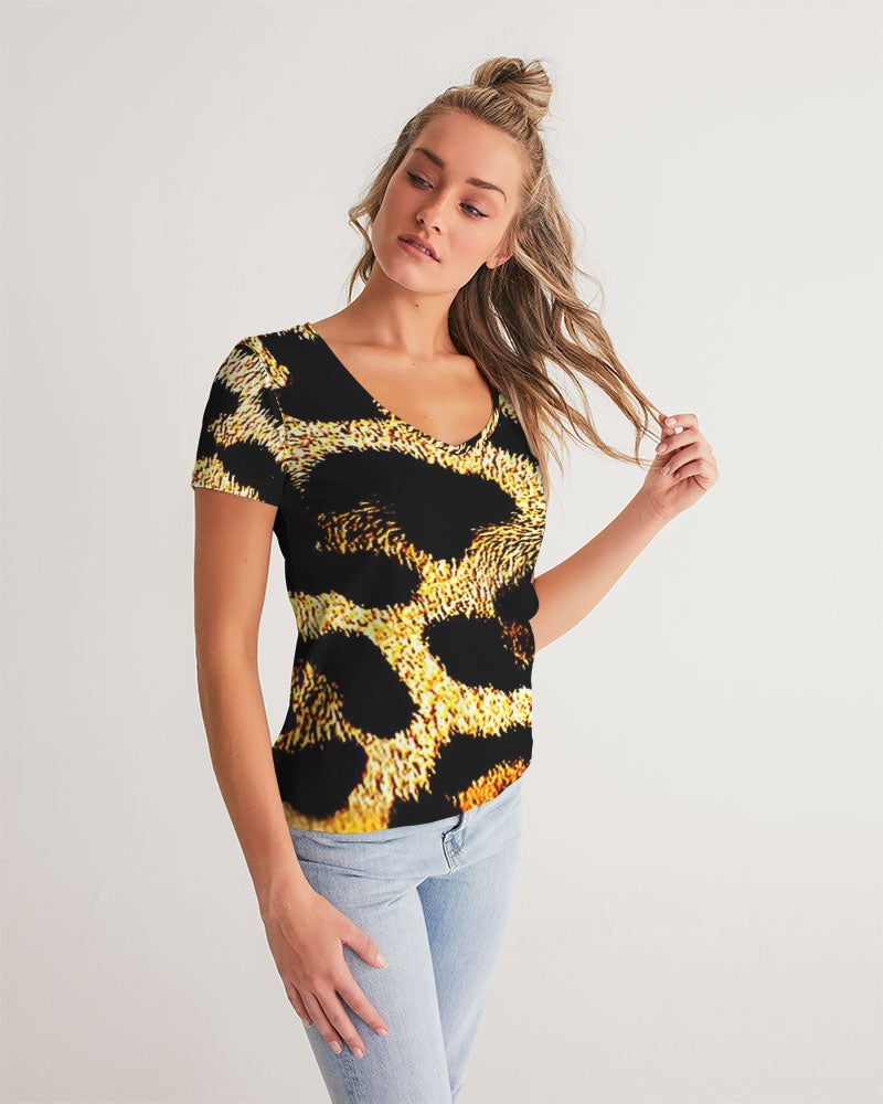 TRP Leopard Print 01 Ladies Designer V-neck T-shirt