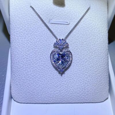 3 Carat Moissanite 925 Sterling Silver Heart Solitaire Pendant Necklace