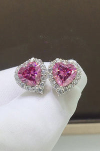 2 Carat Moissanite Heart Shaped Stud Earrings