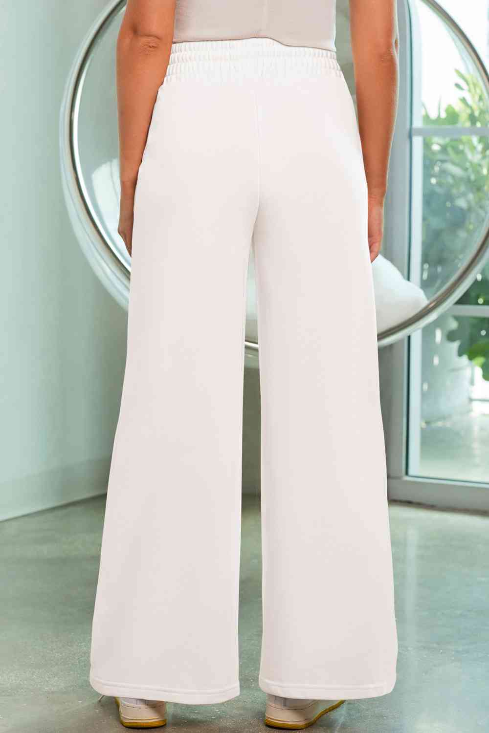 Drawstring High Waist Wide Leg Pants with Pockets (9 colors)