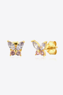 Inlaid Zircon Butterfly Shaped Stud Earrings