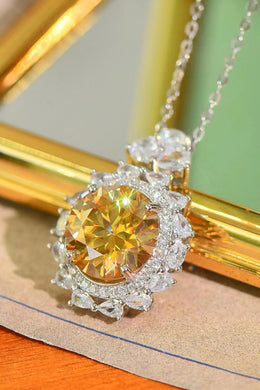5 Carat Yellow Moissanite Gemstone Pendant Necklace