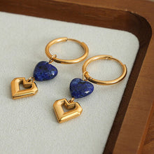 Load image into Gallery viewer, Heart Shaped Lapis Lazuli Dangle Earrings (2 colors)