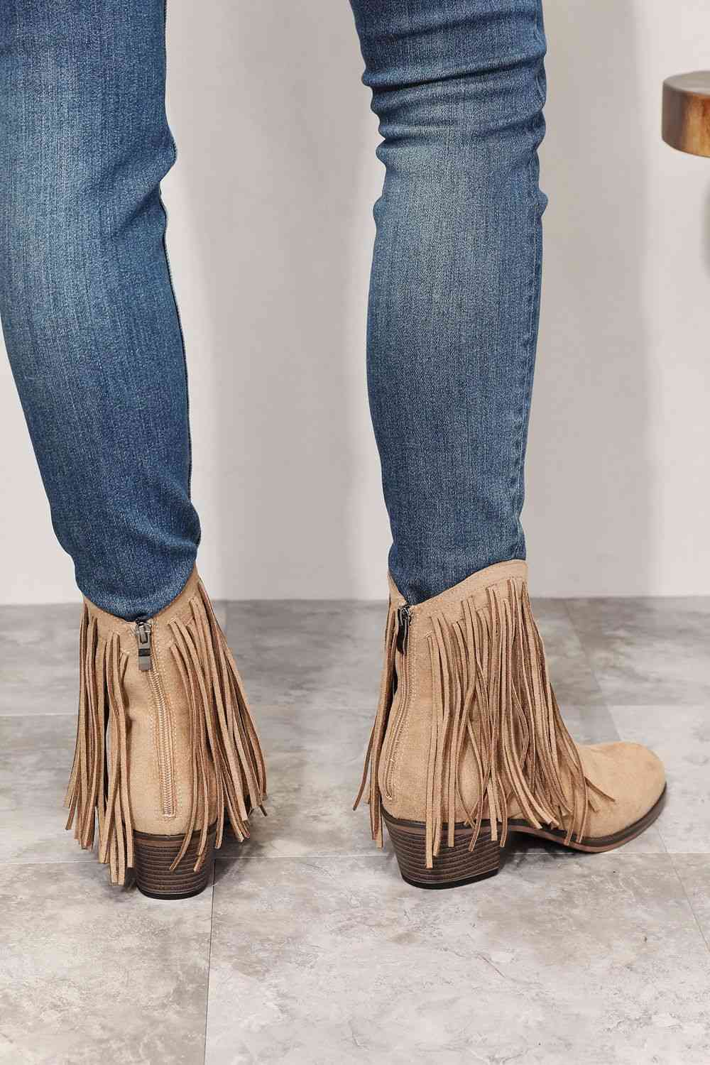 Legend Fringe Western Chelsea Boots (Tan Color)