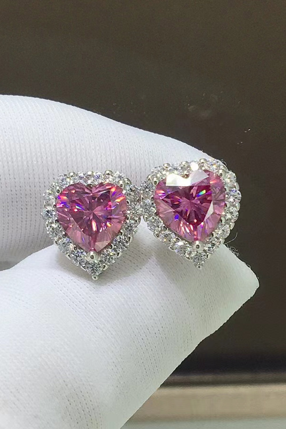 2 Carat Moissanite Heart Shaped Stud Earrings