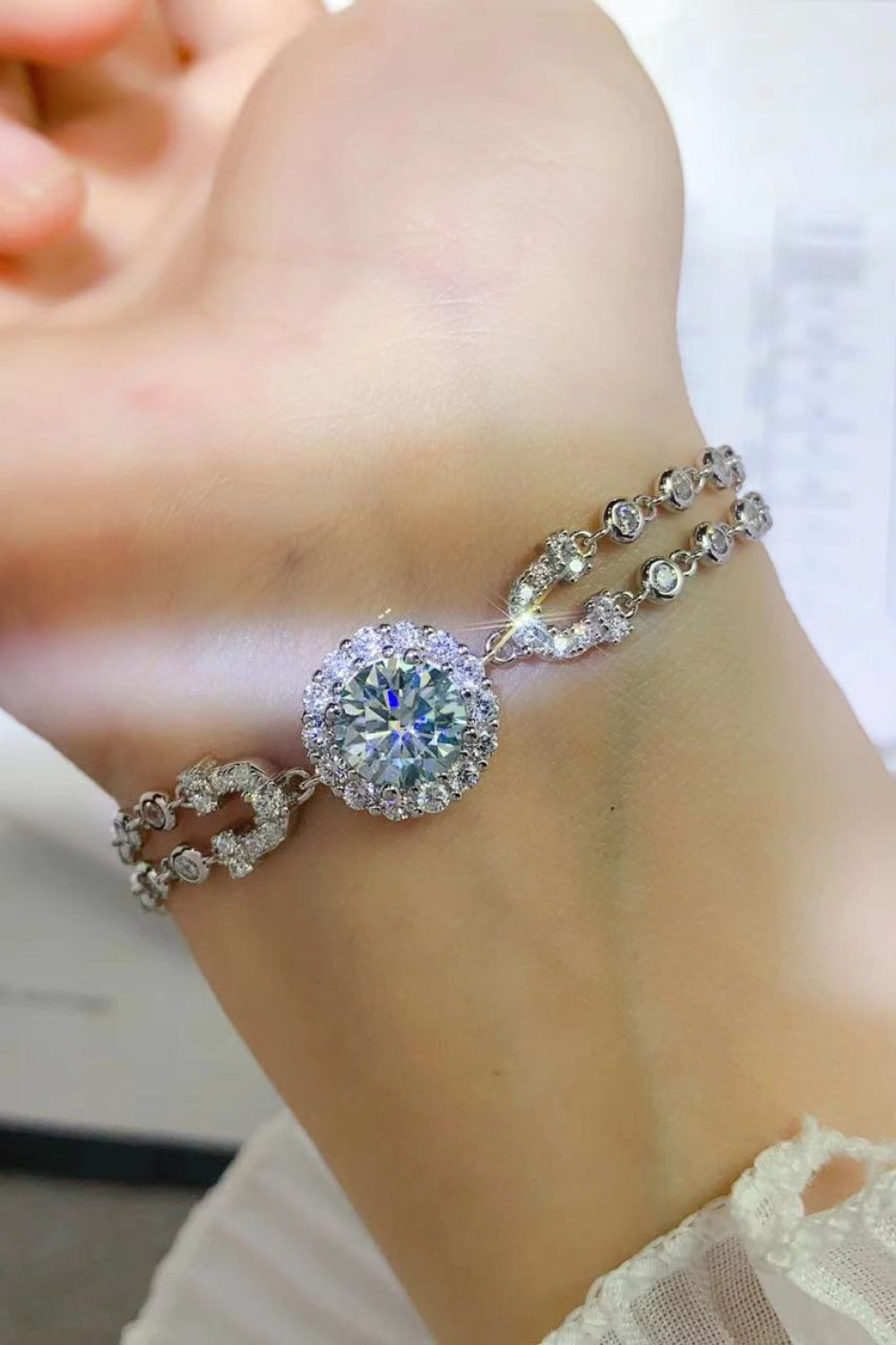 Double Layered 2 Carat Moissanite Bracelet