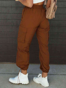 Pantalones deportivos con cordón y cintura alta y bolsillos (3 colores)