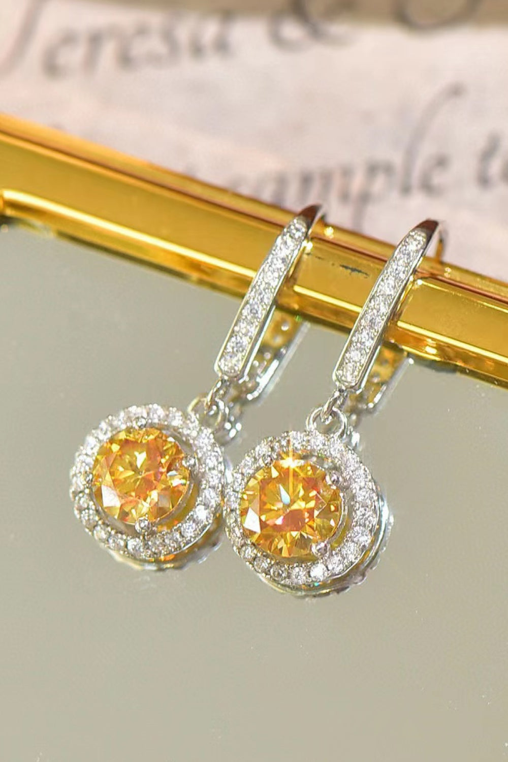 Platinum Plated 2 Carat Moissanite Drop Earrings