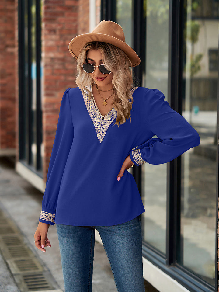 V-Neck Long Sleeve Blouse (3 colors)