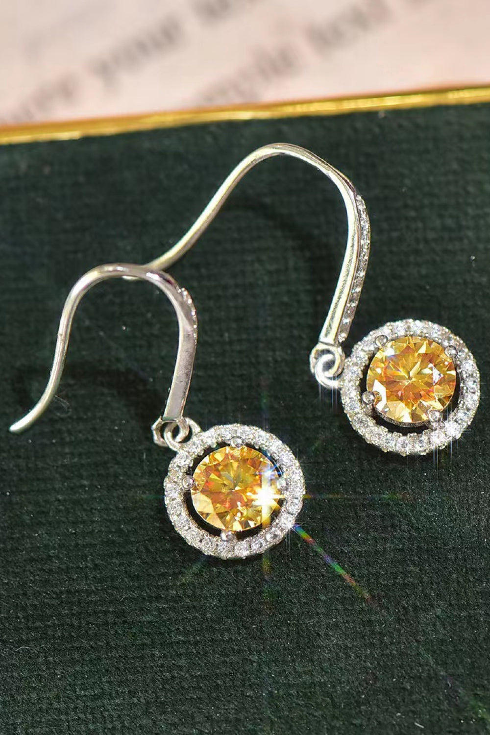 Platinum Plated 2 Carat Moissanite Drop Earrings